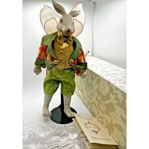 Vintage MARK ROBERTS Easter Bunny fairy rabbit plaid numbered decor